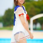 【写真特集】RIA (かかかぶぶぶききき!!!/ヲンド!!!!!)、セーラー服風シースルーアウターワンピース水着で登場！！＜近代麻雀水着祭2023＞