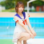 【写真特集】RIA (かかかぶぶぶききき!!!/ヲンド!!!!!)、セーラー服風シースルーアウターワンピース水着で登場！！＜近代麻雀水着祭2023＞