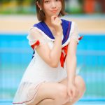 【写真特集】RIA (かかかぶぶぶききき!!!/ヲンド!!!!!)、セーラー服風シースルーアウターワンピース水着で登場！！＜近代麻雀水着祭2023＞