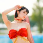 【写真特集】三田のえ、衣装デザイン制作を自身でした「アラビア風お姫様のえぐら」で登場！！＜近代麻雀水着祭2023＞