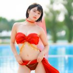 【写真特集】三田のえ、衣装デザイン制作を自身でした「アラビア風お姫様のえぐら」で登場！！＜近代麻雀水着祭2023＞