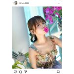 「マジで最高の美女」まるぴ、胸元気になる花柄キャミトップでファンを魅了！
