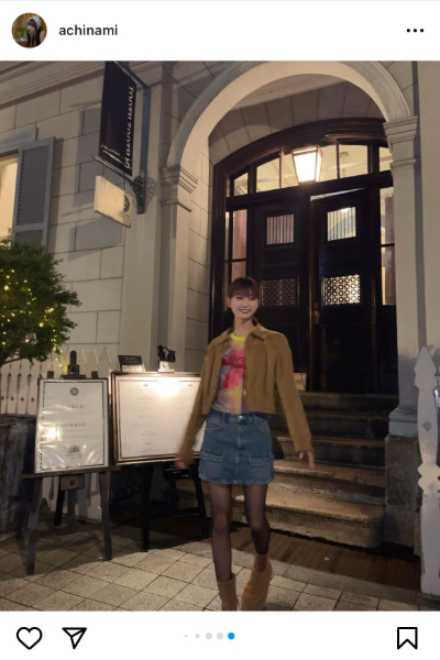 阿知波妃皇、クールなシースルーコーデでディナー満喫！