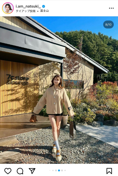 阿部なつき、絶景富士山＆美脚の超眼福SHOTに反響！「女神ですか」