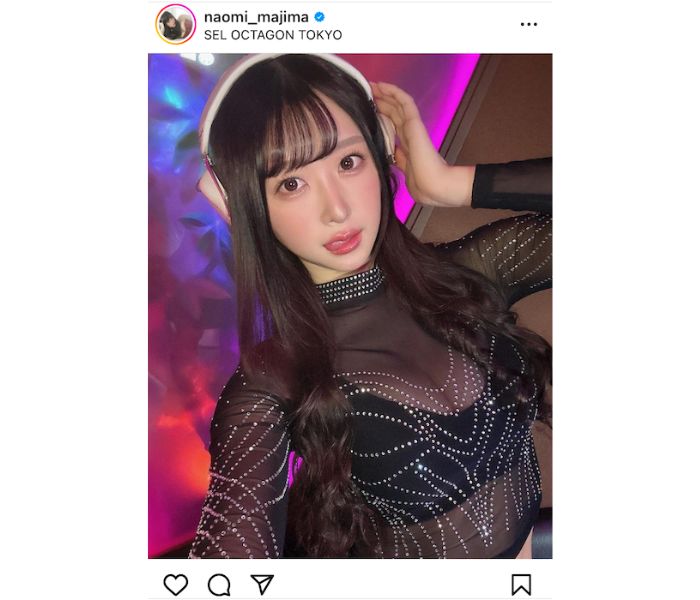 DJ真島なおみ、キラキラと輝く黒レースの衣装でナイトシーンをセクシーにリード！