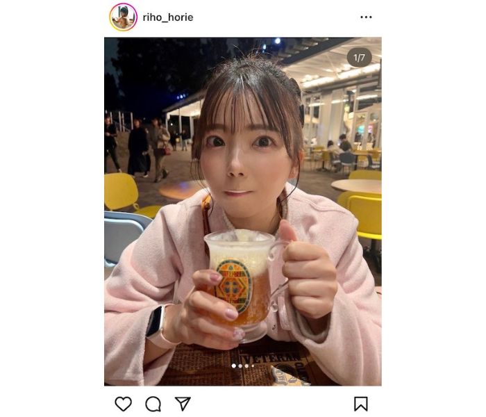 堀江りほ、ビールでほろ酔いデート気分のSHOTを披露！コロコロ変わる笑顔がキュート！