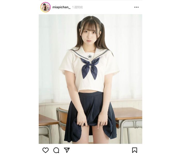 てぃあむ・柳川みあ、セーラー服姿のあどけない一枚に「ラブリー！」「めちゃめちゃ可愛い」の声