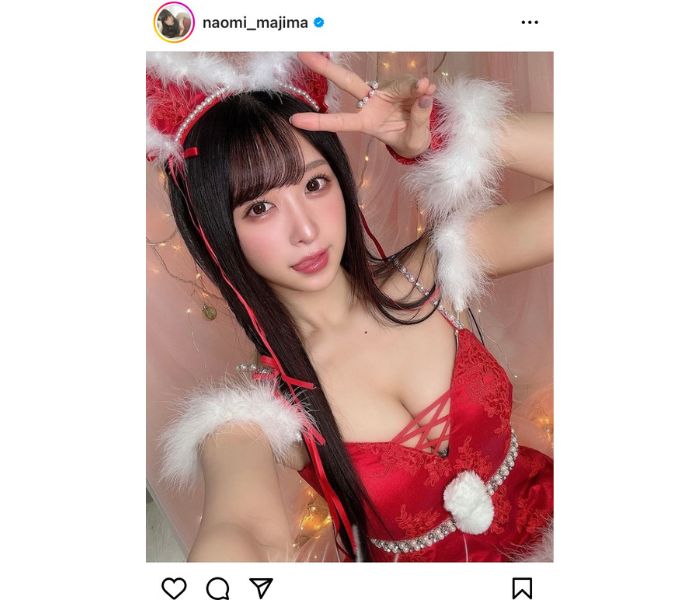 真島なおみ、美谷間をのぞかせるセクシーな猫サンタ！クリスマスを彩る魅力的なSHOTを披露！