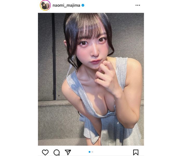 真島なおみ、前屈みのおねだりポーズで谷間と鎖骨の美しさが際立つSHOTを披露！「限定チアーズを毎日更新」と決意表明！