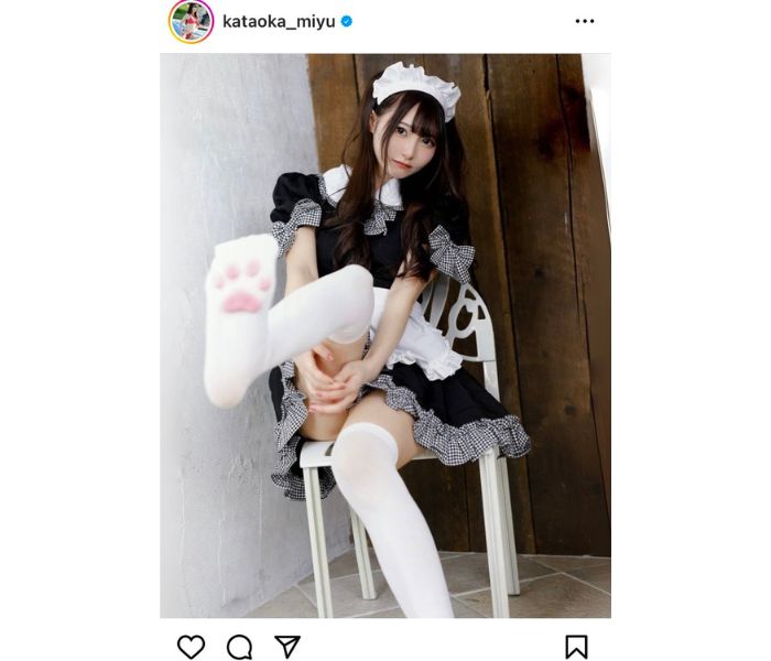 片岡未優、にくきゅう付きニーハイ＆メイドコスプレが可愛すぎるとファン歓喜！