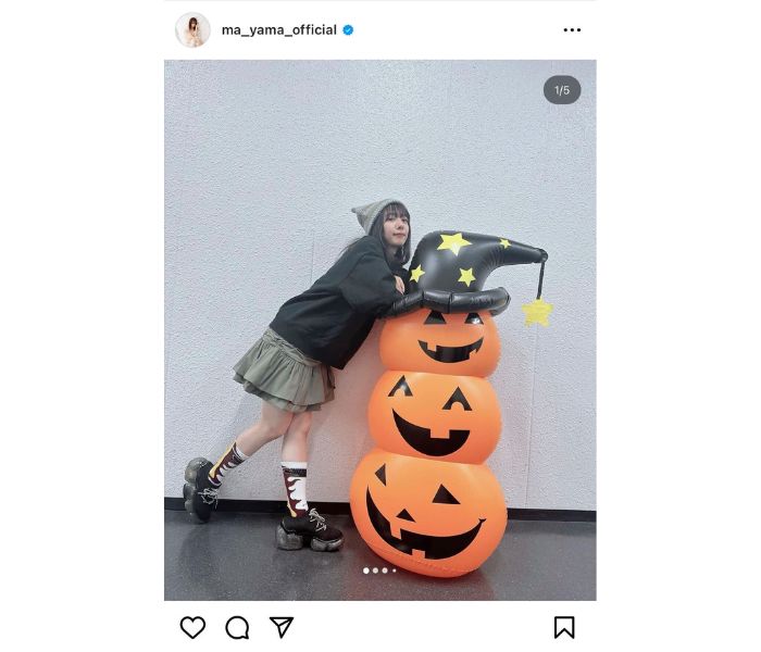 エビ中・真山りか、ネコ耳ニット帽＆ミニスカートのハロウィンコーデ披露！「罪レベルの可愛さ」の声