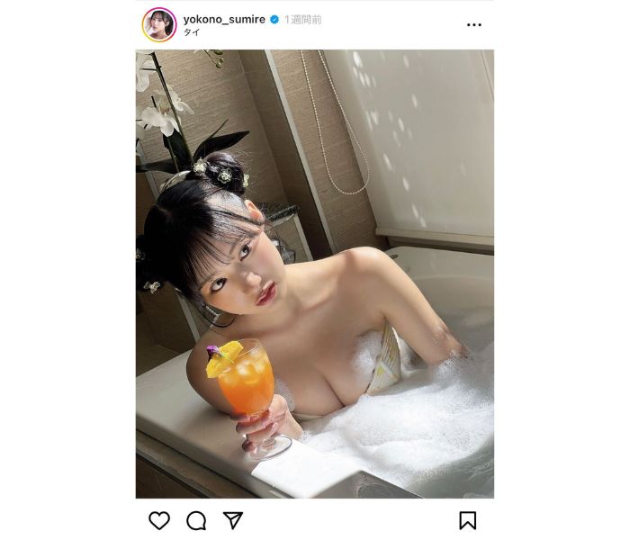 横野すみれ、優雅な泡風呂姿を公開！タイでのグラビア撮影オフショットにファン歓喜！